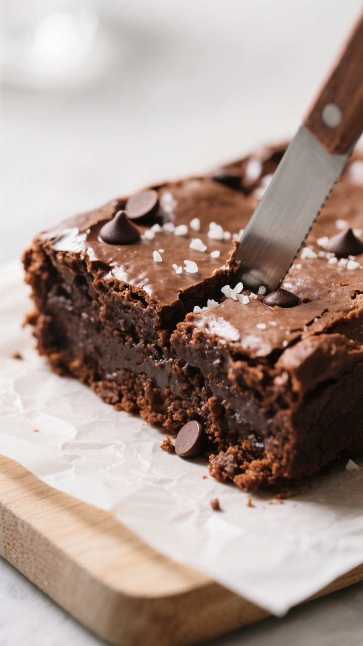Close-up detail: A sliced fudgy keto brownie showing a dense, chewy center with moist crumbs clingin