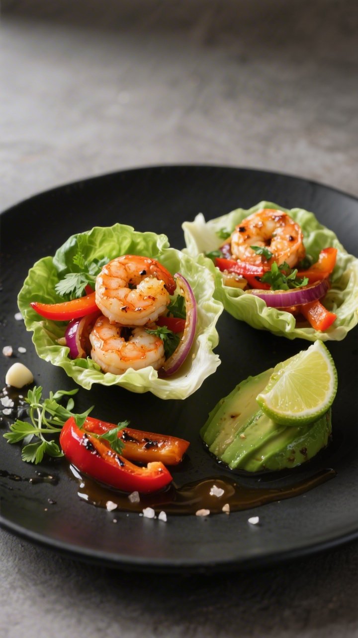 Final dish presentation: Restaurant-quality plated lettuce-cup fajitas—butter lettuce leaves fille