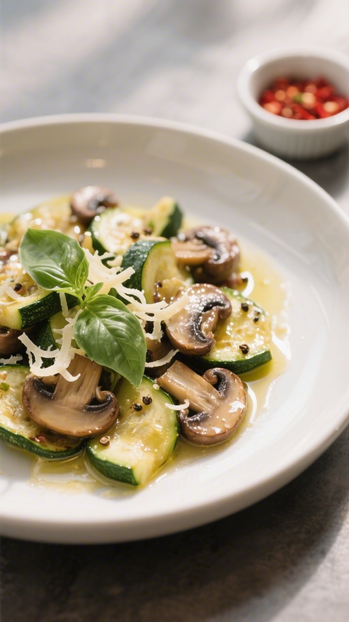 Final plated dish, restaurant-quality presentation: Beautifully plated serving of the Keto Zucchini 