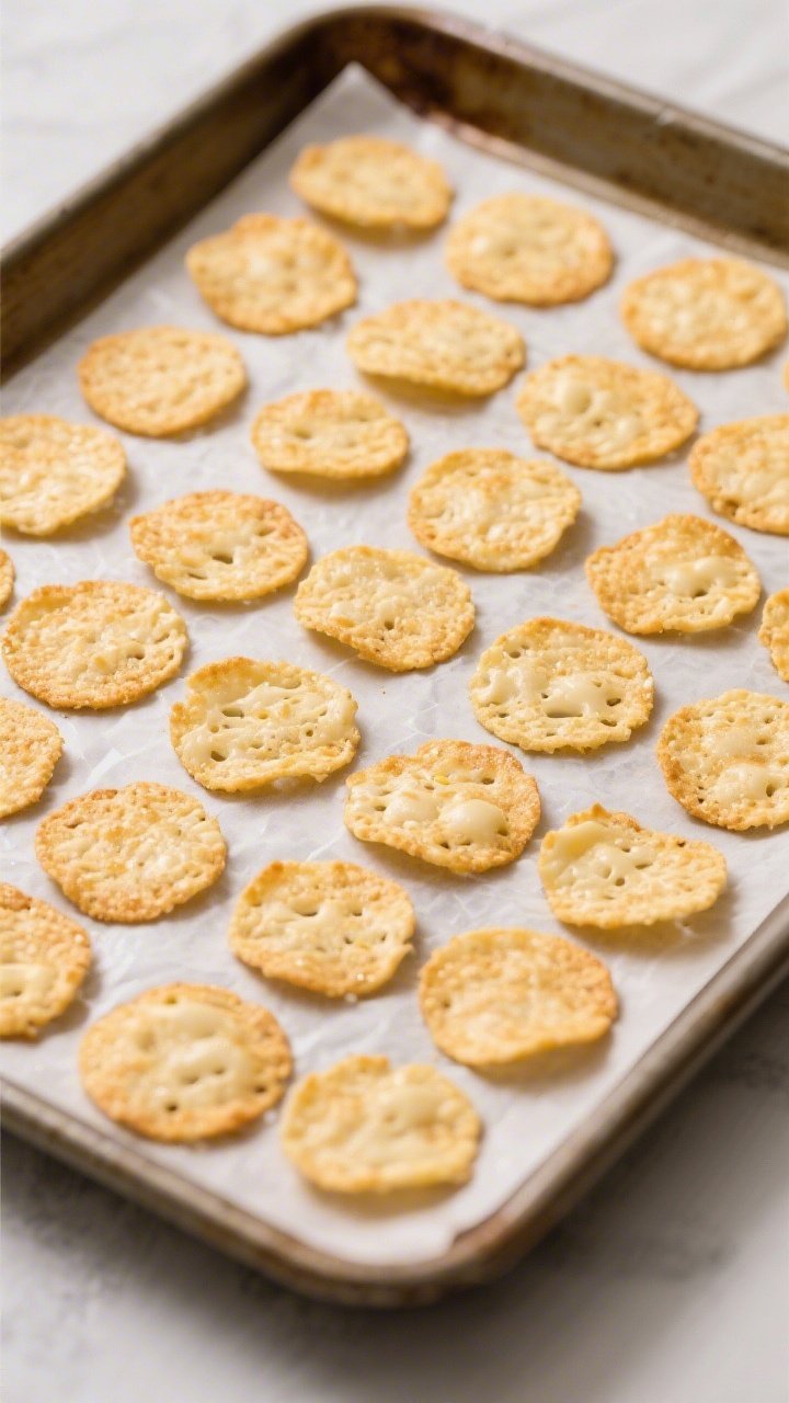 Tasty top view (overhead): A full baking sheet lined with parchment showing neat rows of uniformly s