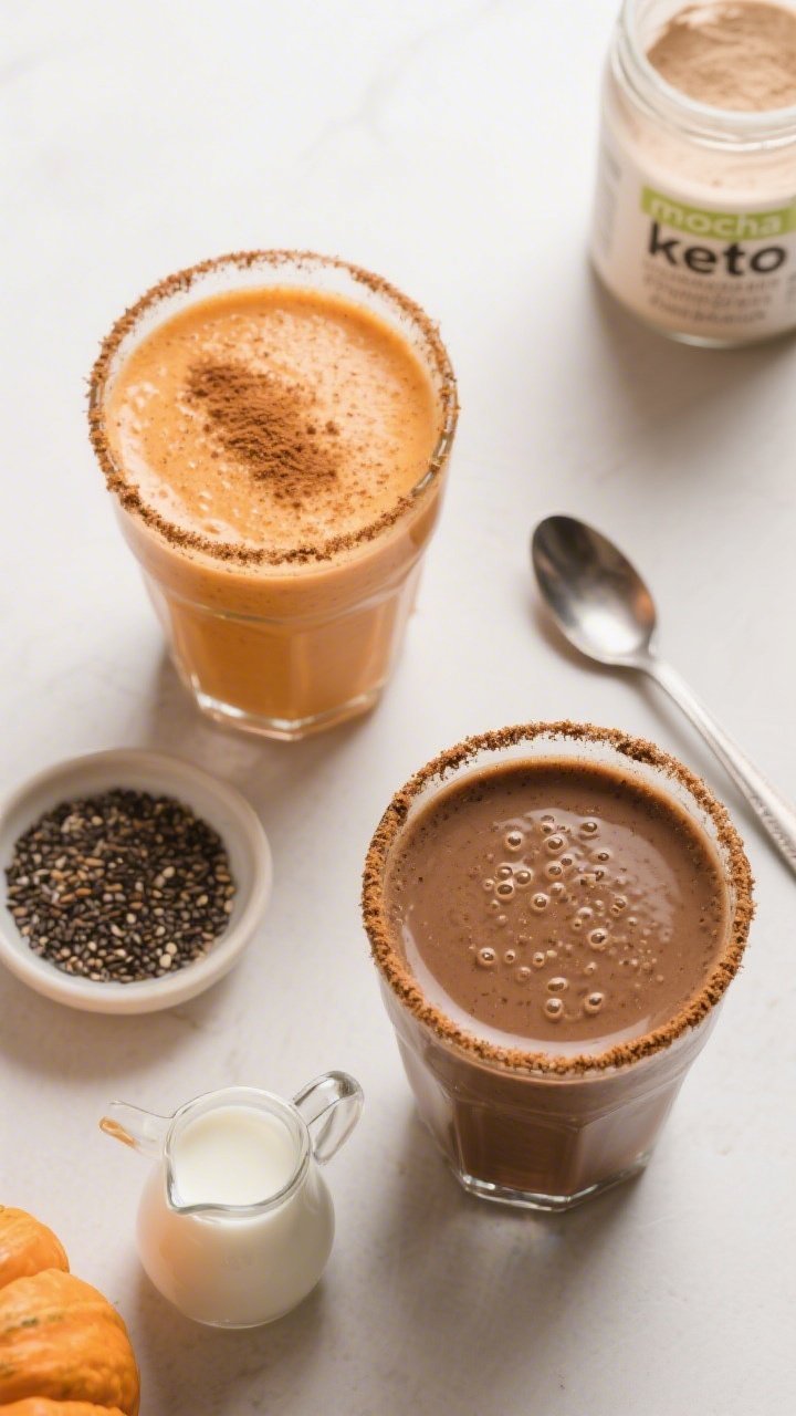 Tasty top view – Overhead composition with variations: Overhead shot of two prepared Pumpkin Spice