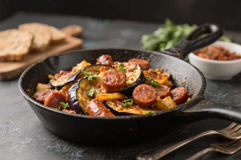 Keto Sausage Eggplant Skillet – A Cozy, One-Pan Weeknight Dinner
