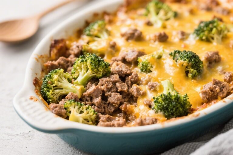 Keto Ground Beef Cheesy Broccoli Bake – Cozy, Low-Carb Comfort Food