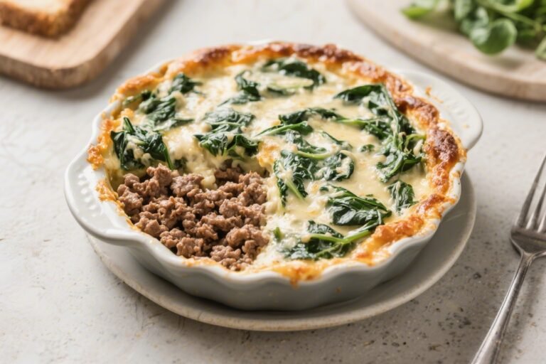 Keto Ground Beef Creamy Spinach Casserole – Comforting, Low-Carb, and Easy