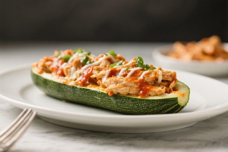 Keto Buffalo Chicken Stuffed Zucchini Boats – Spicy, Saucy, and Low-Carb