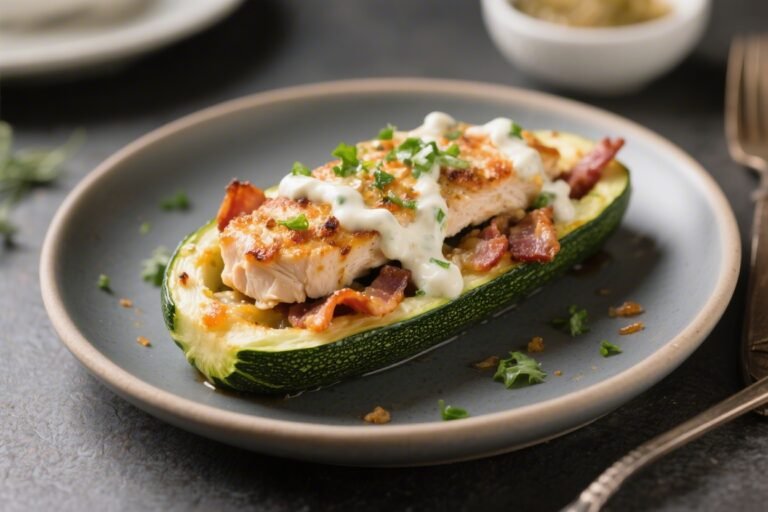 Keto Chicken Bacon Ranch Stuffed Zucchini – Creamy, Savory, and Satisfying