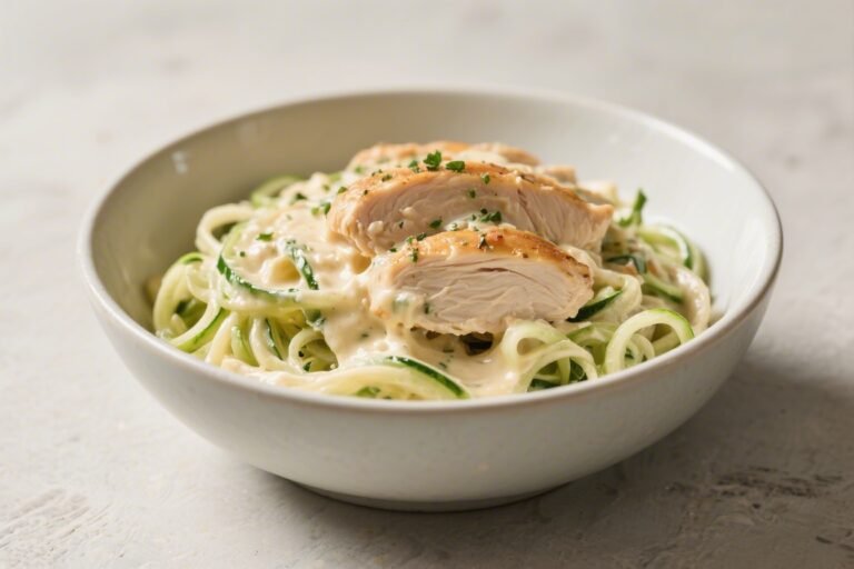 Keto Chicken Alfredo Zoodle Bowl – Creamy, Comforting, and Low-Carb