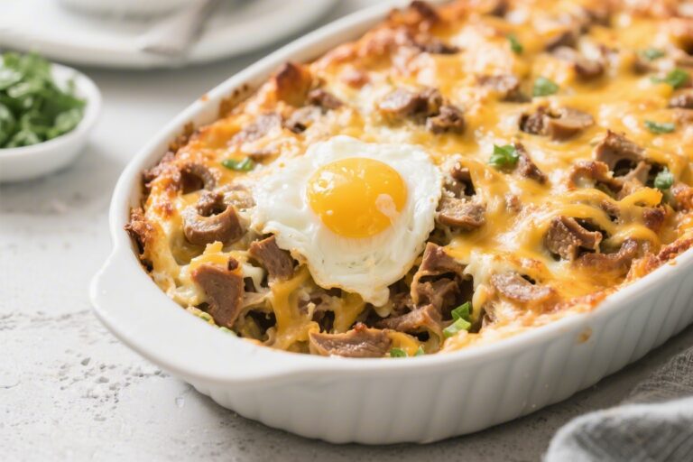 Keto Philly Cheesesteak Egg Casserole – A Cozy, Low-Carb Comfort Bake