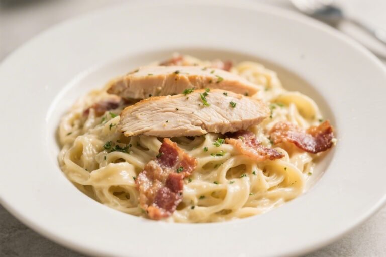 Keto Chicken Bacon Alfredo – Creamy, Comforting, and Low-Carb