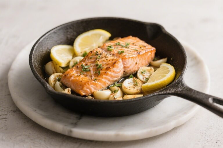 Keto Lemon Garlic Salmon Skillet – Bright, Buttery, and Ready Fast