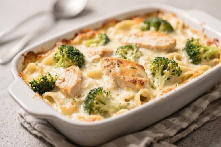 Chicken Broccoli Alfredo Casserole – Creamy, Cozy, and Weeknight-Friendly