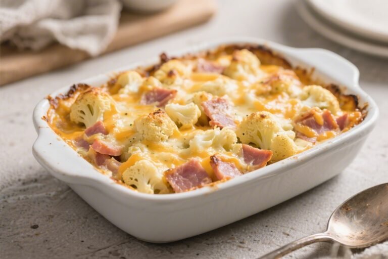 Cheesy Cauliflower & Ham Casserole – Comfort Food Made Easy