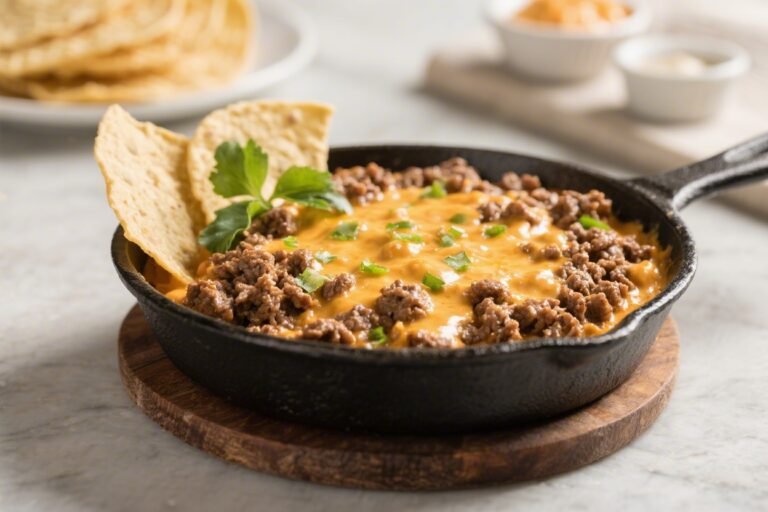 Keto Ground Beef Queso Skillet – A Creamy, Low-Carb One-Pan Dinner