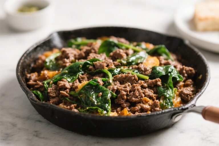 Keto Ground Beef & Spinach Skillet – Easy, Flavorful, and Ready in 20 Minutes