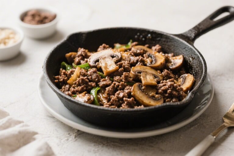 Keto Ground Beef Mushroom Skillet – A Fast, Flavorful One-Pan Dinner