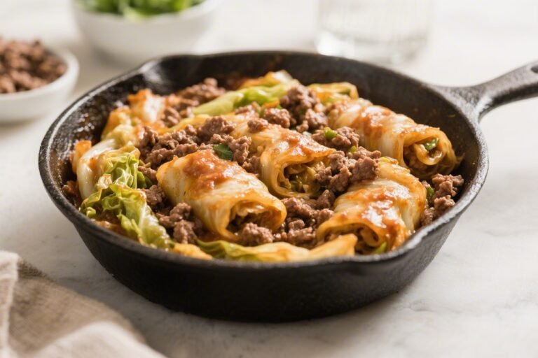 Keto Ground Beef Cabbage Roll Skillet – A Cozy, Low-Carb One-Pan Meal