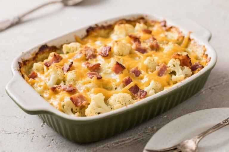 Cheddar Bacon Cauliflower Casserole – Creamy, Cozy, and Crowd-Pleasing