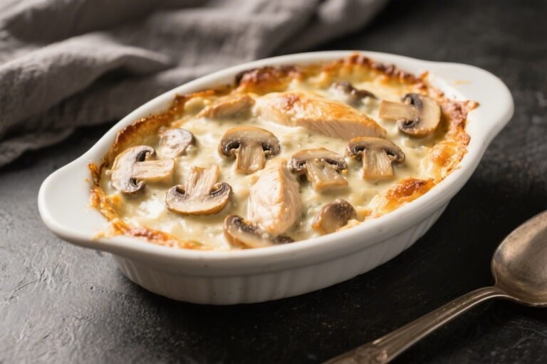Creamy Mushroom & Chicken Casserole – Comforting, Cozy, and Easy