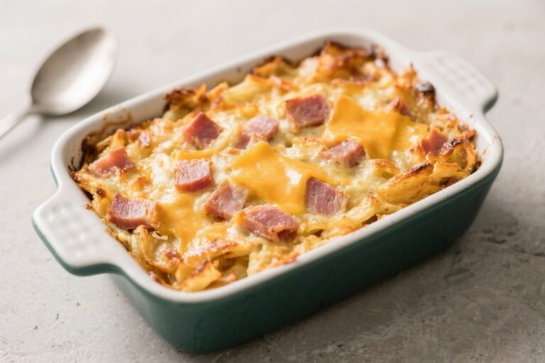 Keto Ham & Cheese Hashbrown Casserole – Cozy, Cheesy, and Low-Carb