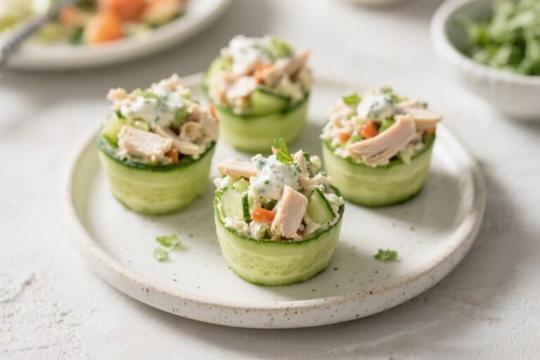Keto Ranch Chicken Salad Cucumber Cups – Fresh, Crunchy, and Perfect for Snacking