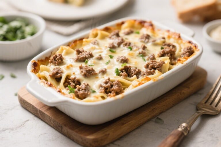 Keto Ground Beef Alfredo Bake – Creamy, Comforting, and Low-Carb