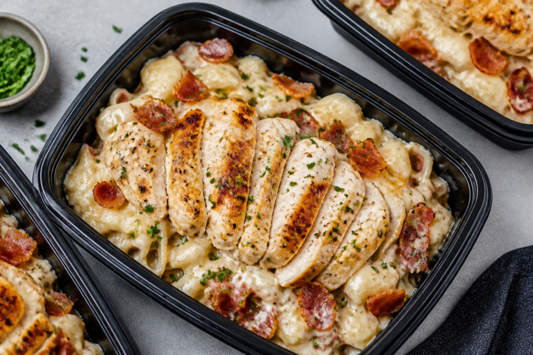 Low Carb Chicken Bacon Alfredo Meal Prep – Creamy, Satisfying, and Ready All Week