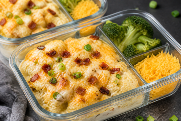 Keto Loaded Cauliflower Casserole Meal Prep – Creamy, Cheesy, and Ready All Week