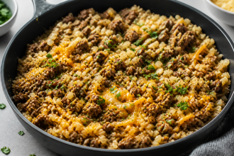 Keto Beef and Cauliflower Rice Skillet – A Fast, Flavorful One-Pan Dinner