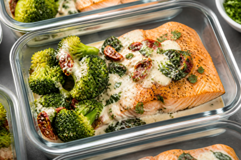 Keto Creamy Garlic Tuscan Salmon Meal Prep – Easy, Flavor-Packed, and Ready for the Week