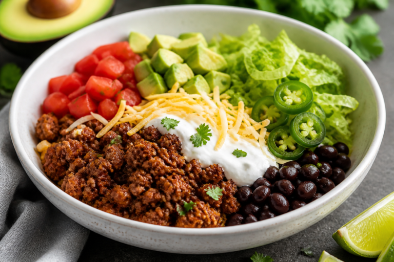 Easy Keto Beef Burrito Bowls – A Fast, Flavor-Packed Low-Carb Meal