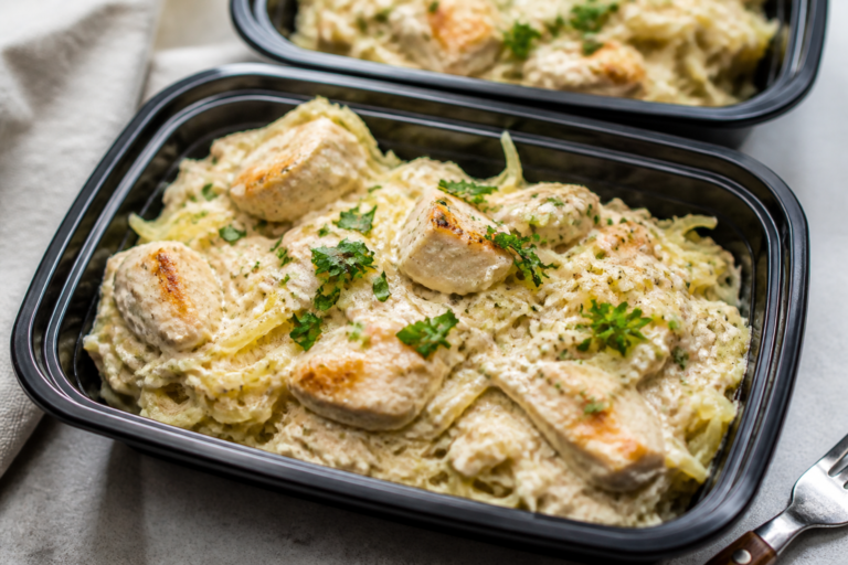 Keto Chicken Alfredo Spaghetti Squash Meal Prep – Creamy, Comforting, and Low-Carb