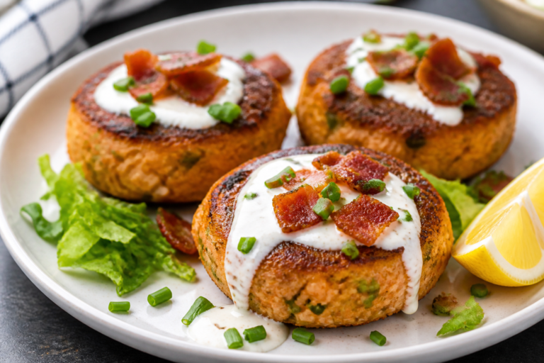 Loaded Bacon Ranch Keto Salmon Cakes – Crispy, Savory, and Satisfying