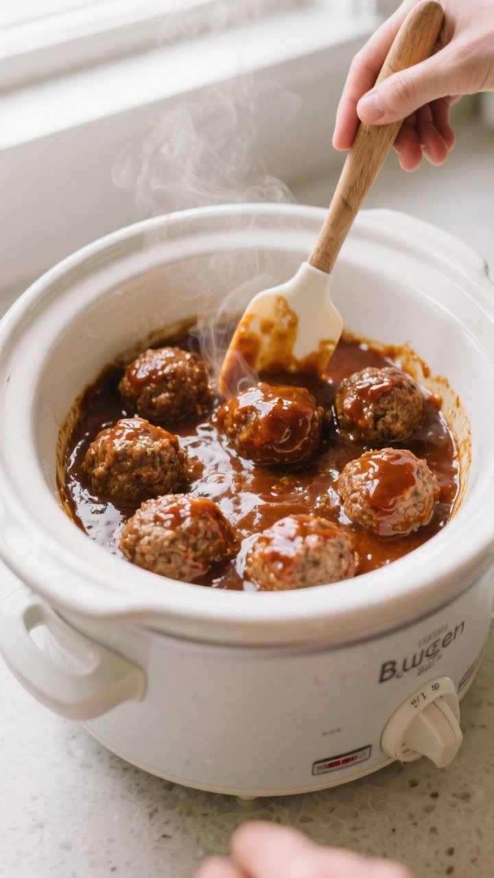 5-inch meatballs nestled in a rich, tangy sauce blend (sugar-free BBQ sauce, apple cider vinegar, hi