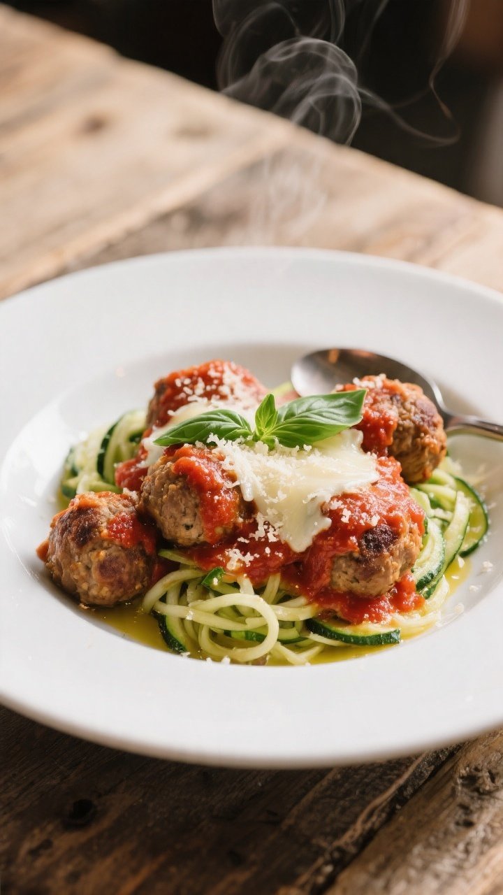 Final dish presentation: Beautifully plated Keto Chicken Parmesan Meatballs (4–5 per serving) nest