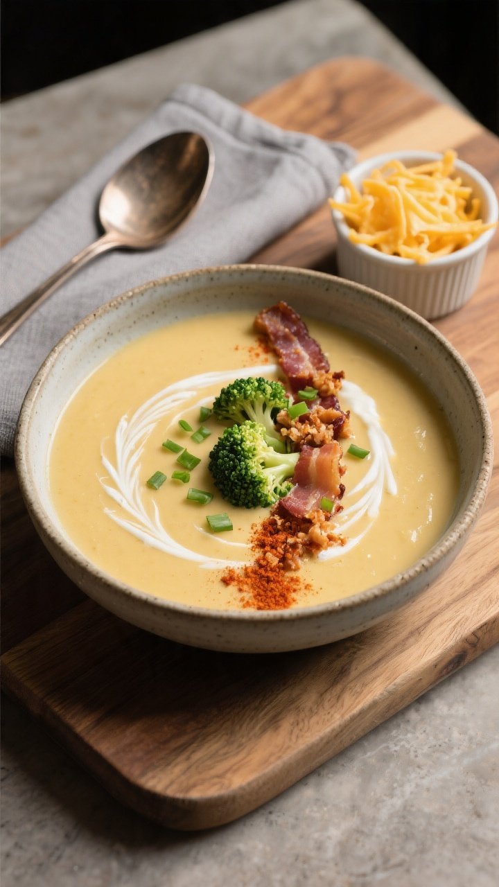 Final dish presentation: Restaurant-quality plated soup with a silky, almost custardy texture, prese