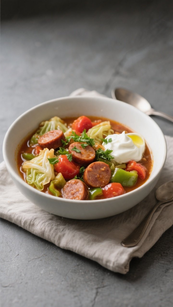 Final plated dish, restaurant-quality presentation: A deep, matte-white bowl filled with Keto Crockp