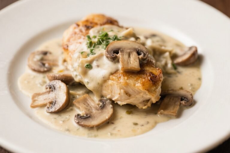 Creamy Mushroom Swiss Chicken – Comforting, Savory, and Weeknight-Friendly