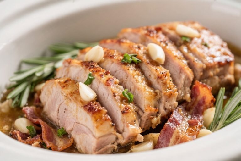 Keto Crockpot Garlic Bacon Pork Loin – Easy, Juicy, and Flavor-Packed