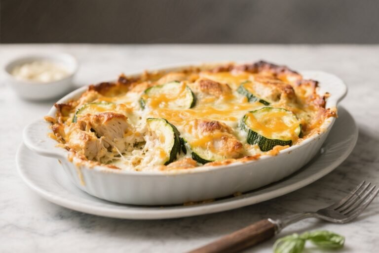 Cheesy Chicken Zucchini Bake – Comforting, Easy, and Weeknight-Friendly