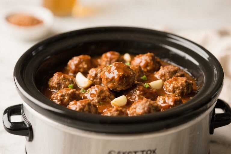 Keto Crockpot Honey Garlic Meatballs – Sweet, Savory, and Low-Carb Comfort