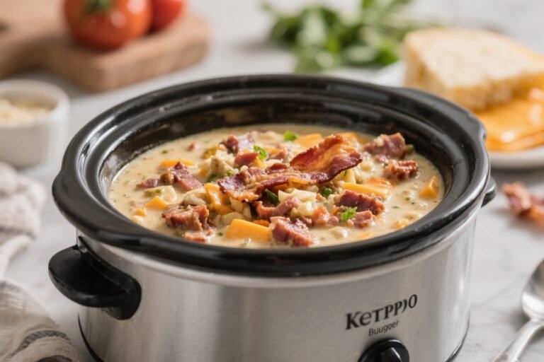 Keto Crockpot Bacon Cheeseburger Chowder – Cozy, Low-Carb Comfort