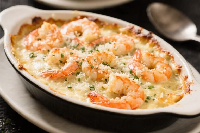 Creamy Garlic Parmesan Shrimp Bake – Cozy, Crowd-Pleasing Comfort