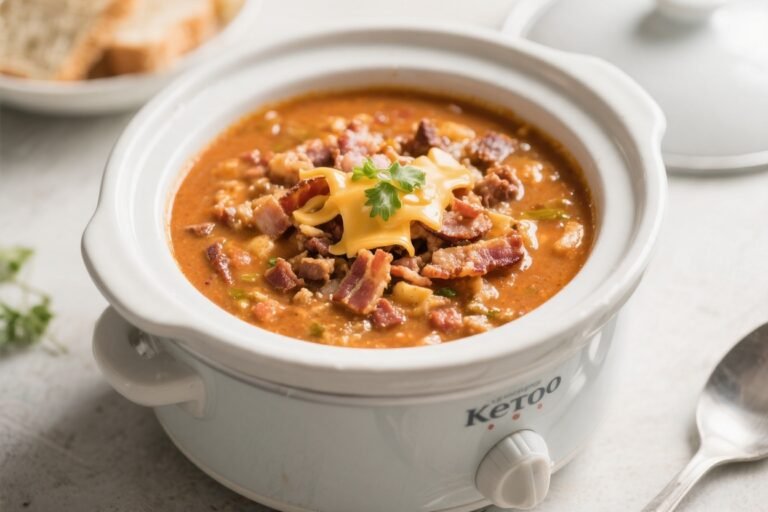 Keto Crockpot Bacon Cheeseburger Soup – Cozy, Low-Carb Comfort Food