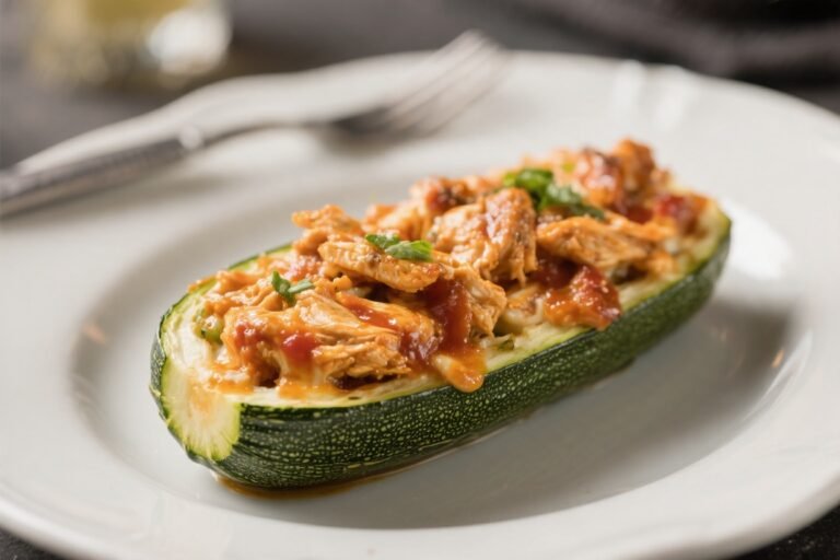 Buffalo Chicken Stuffed Zucchini Boats – A Spicy, Satisfying Weeknight Dinner