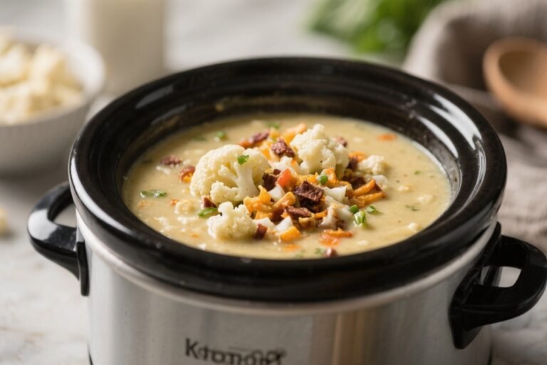 Keto Crockpot Loaded Cauliflower Soup – Cozy, Creamy, and Low-Carb