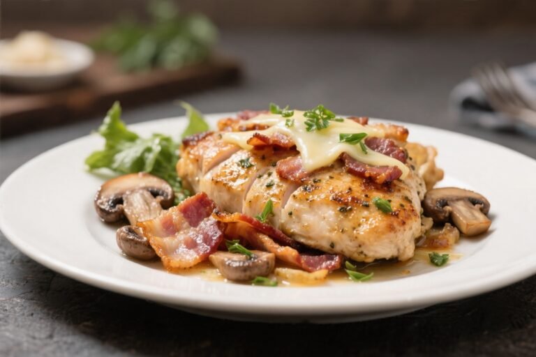 Keto Bacon Mushroom Swiss Chicken – A Cozy, Low-Carb Skillet Favorite