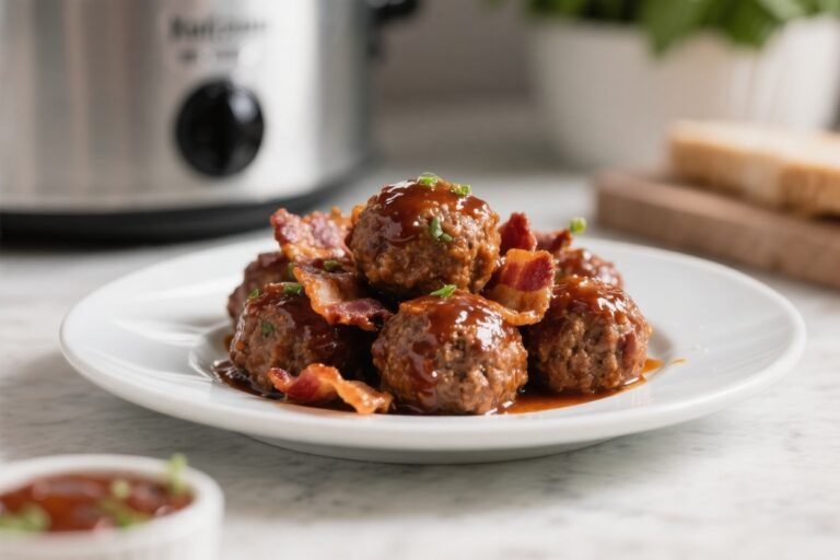 Keto Crockpot BBQ Bacon Meatballs – Slow-Cooked, Smoky, and Low-Carb