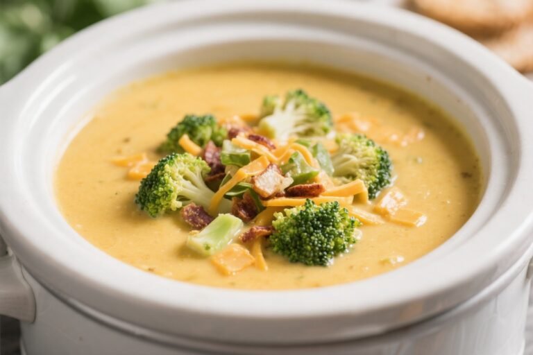 Keto Crockpot Loaded Broccoli Cheddar Soup – Cozy, Creamy, and Low-Carb