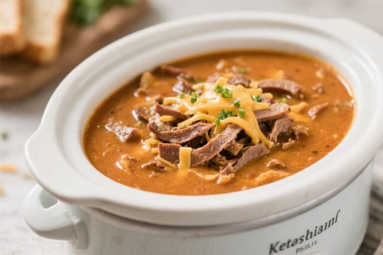 Keto Crockpot Philly Cheesesteak Soup – Cozy, Low-Carb Comfort