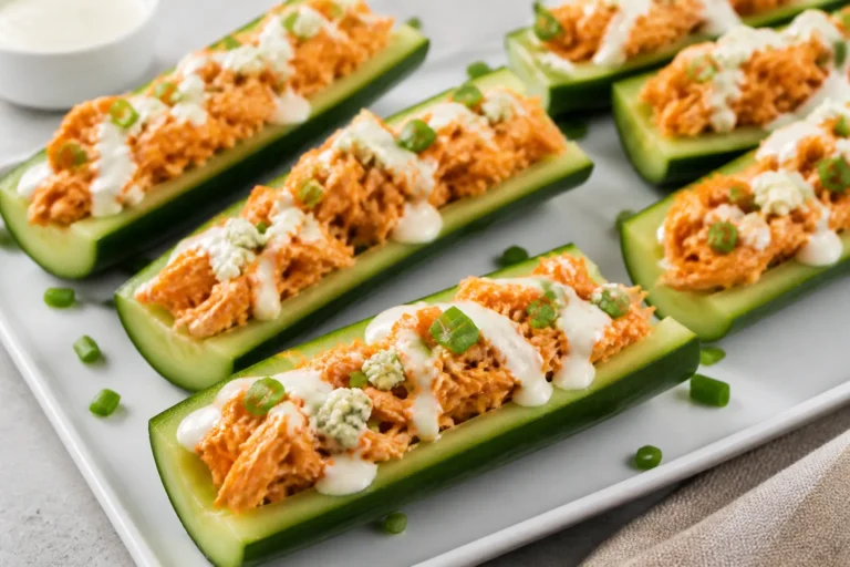 Buffalo Chicken Cucumber Boats – Fresh, Spicy, and Easy